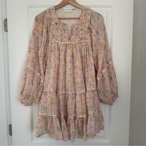 Karlie Floral Mini Dress - Pink and Cream